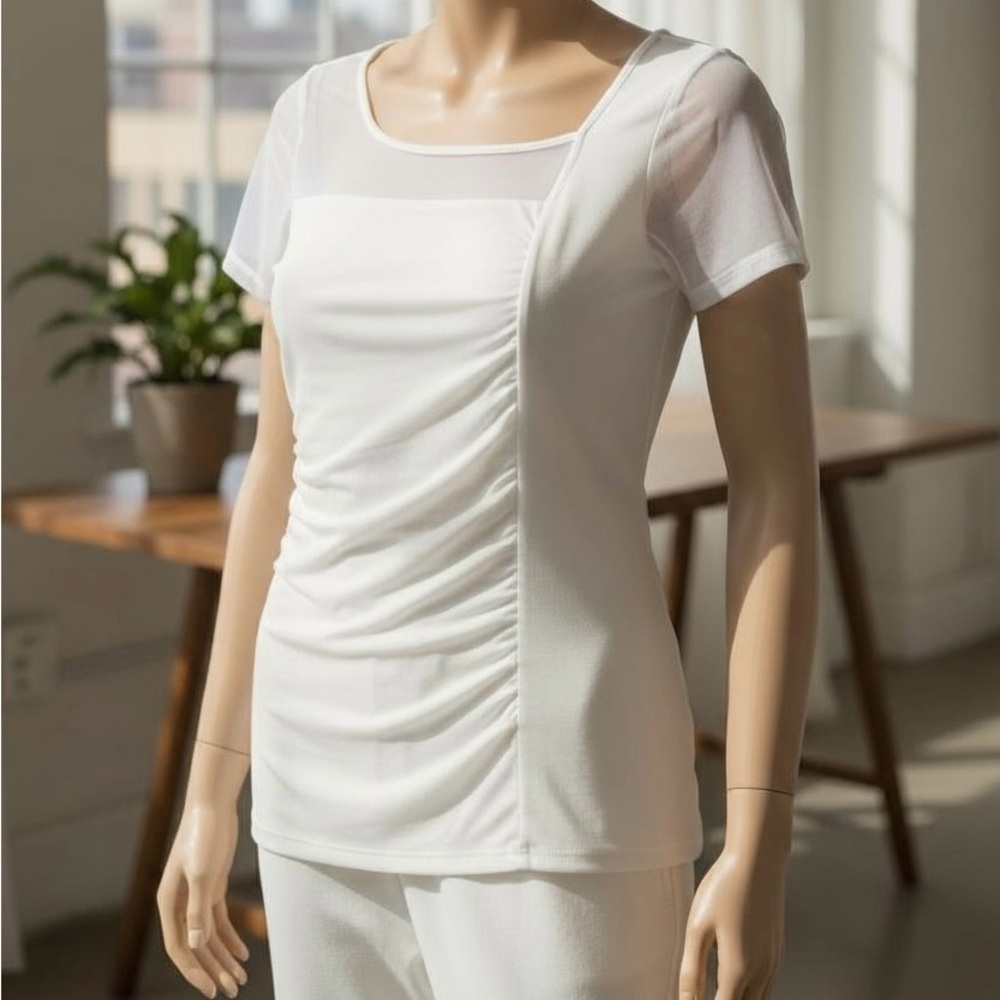 DKNY Ivory Mesh Top